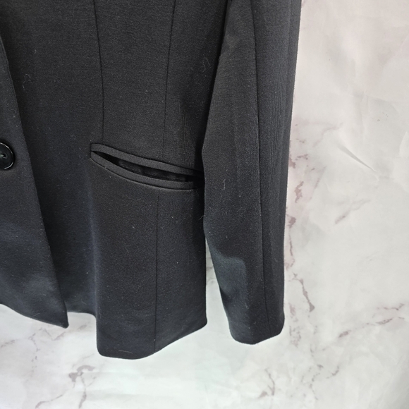 Boston Proper Blazer Womens Small Black Lace Crochet Sleeve Jacket Office - Picture 4 of 10